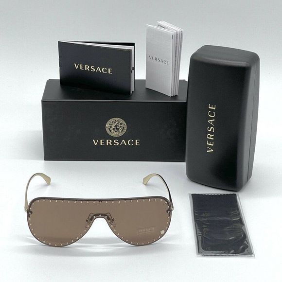 New Versace Brown Unisex Shield Sunglasses